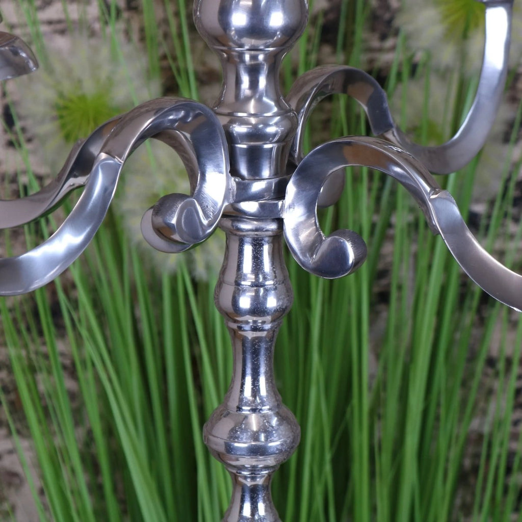 Mula Polished Silver 5 Candle Candelabra Centerpiece 105cm - Joe’s Haven