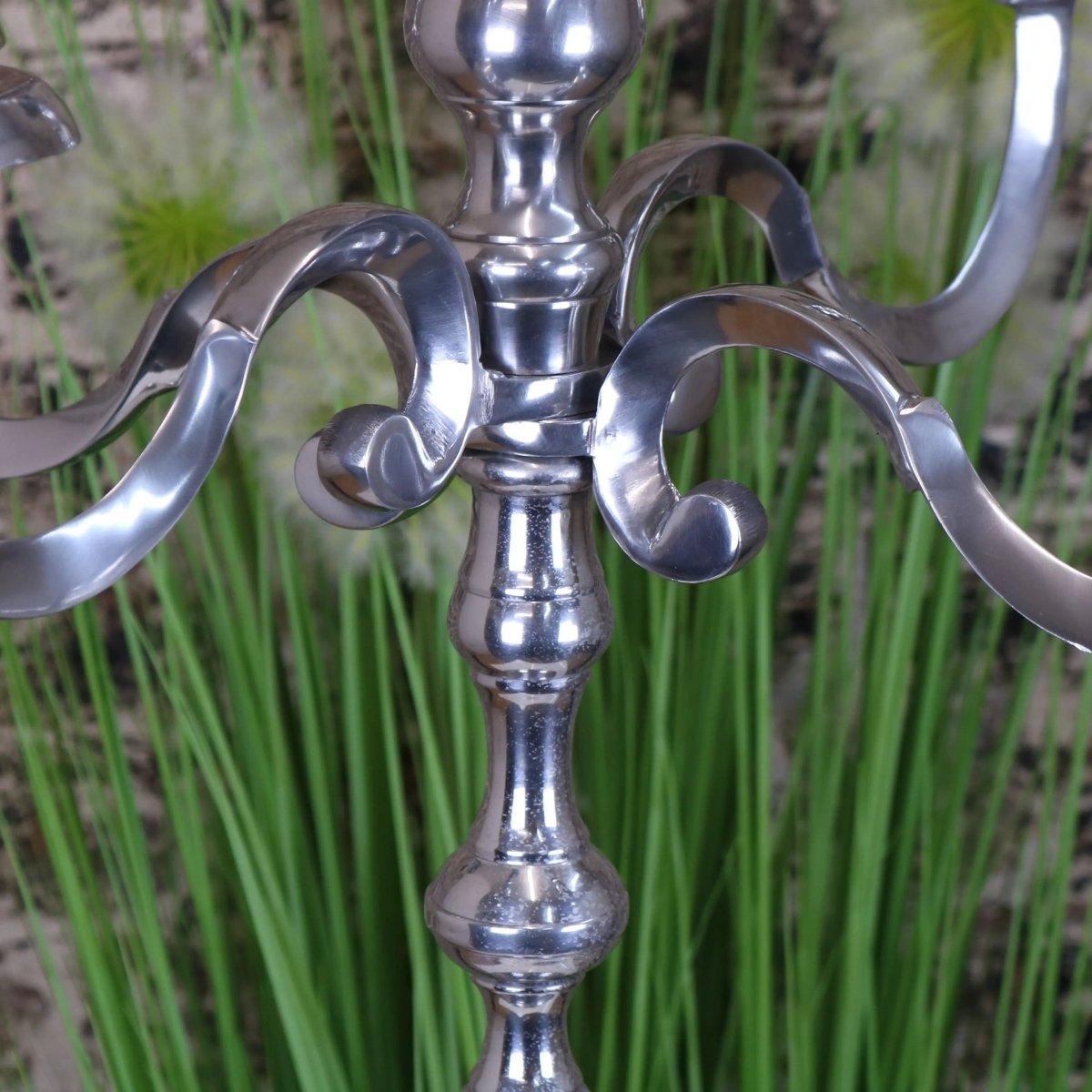 Mula Polished Silver 5 Candle Candelabra Centerpiece 105cm - Joe’s Haven
