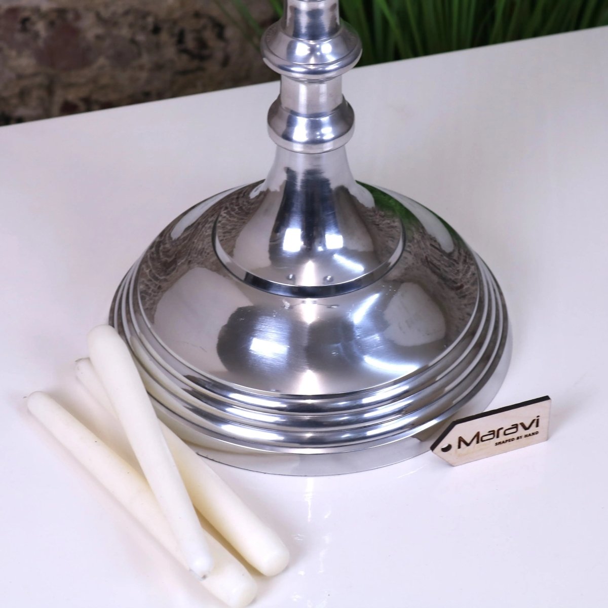 Mula Polished Silver 5 Candle Candelabra Centerpiece 105cm - Joe’s Haven