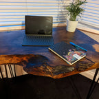 Cornish Walnut and gold black epoxy resin side table - Joe’s Haven