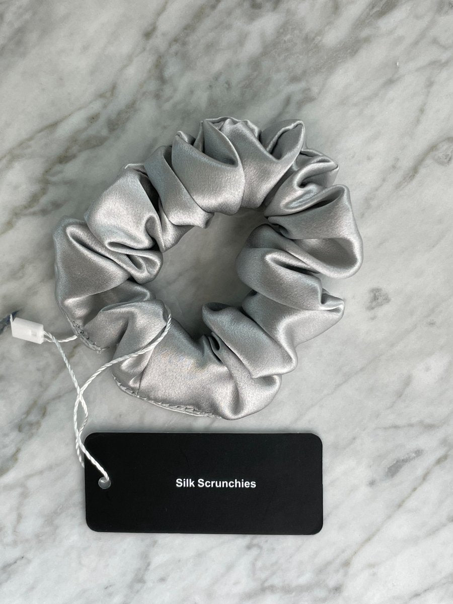 Silver Silk Scrunchie - Regular - Joe’s Haven