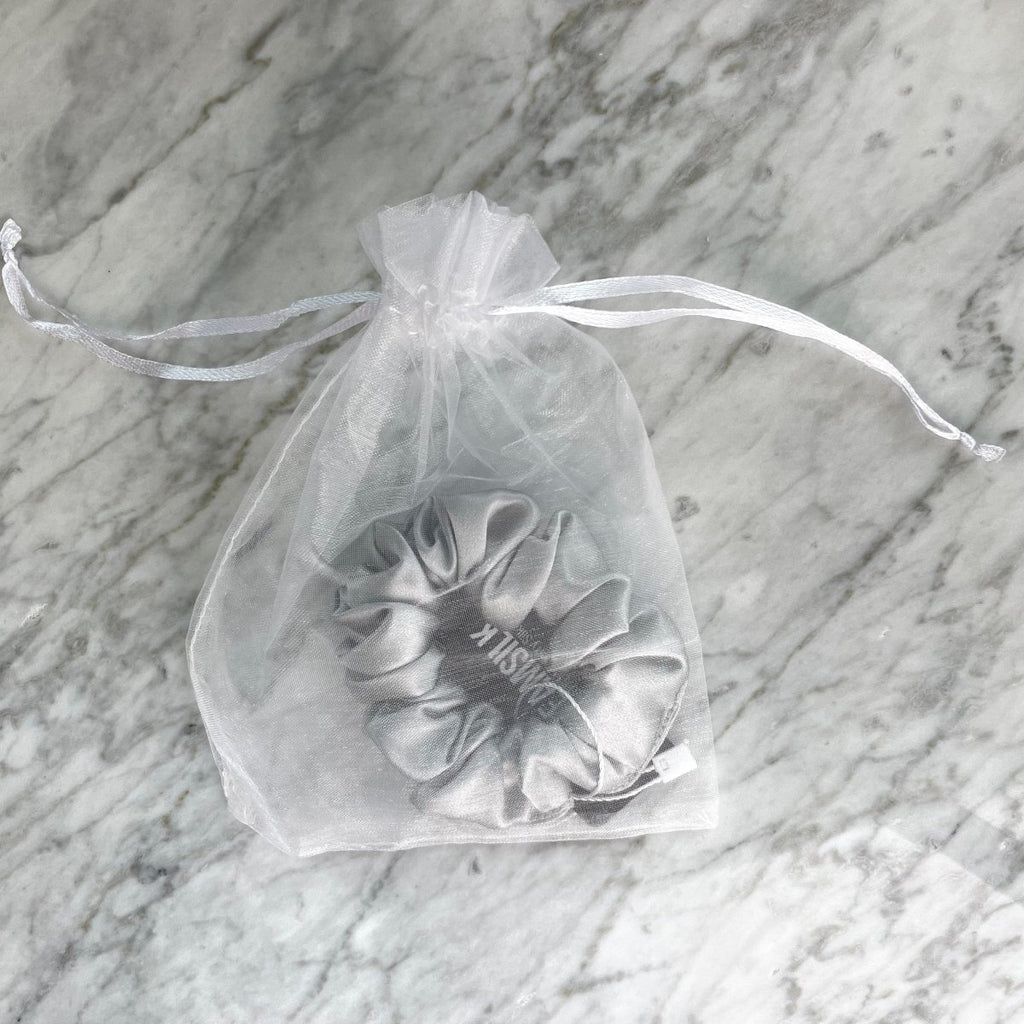 Silver Silk Scrunchie - Regular - Joe’s Haven