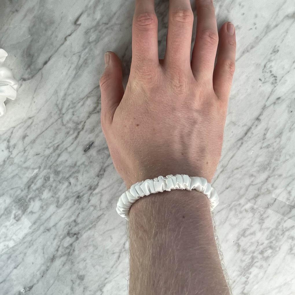 White Silk Scrunchie - Skinny - Joe’s Haven