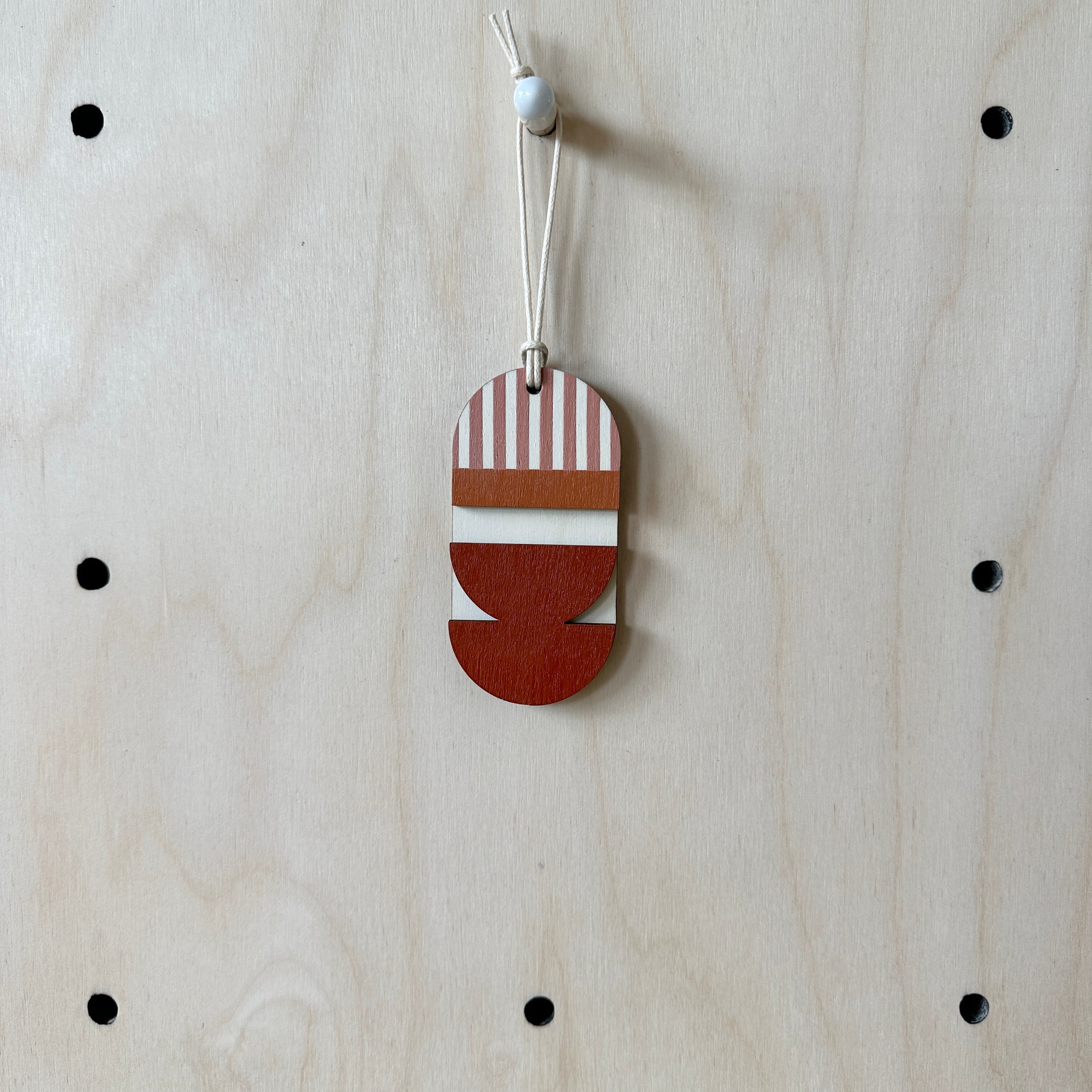 Warm Tones Small Geometric Wall Hanging - Mini Mid-Century Wall Art - Little Wooden Decoration - Contemporary Wall Decor