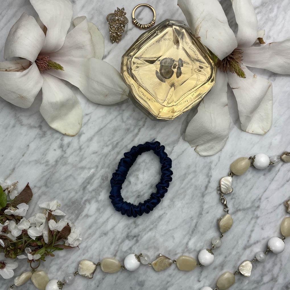 Navy Blue Silk Scrunchie - Skinny - Joe’s Haven