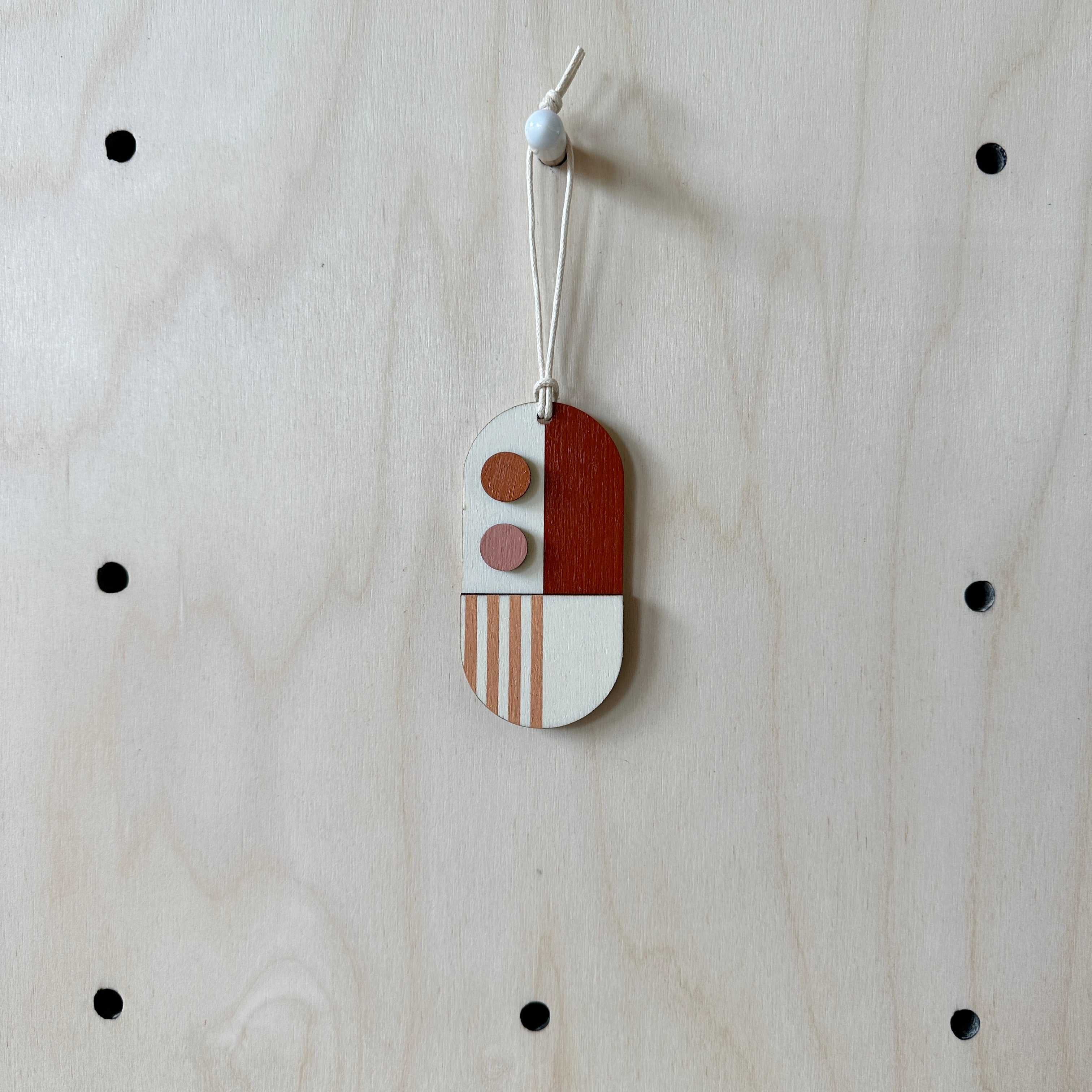 Warm Tones Small Geometric Wall Hanging - Mini Mid-Century Wall Art - Little Wooden Decoration - Contemporary Wall Decor