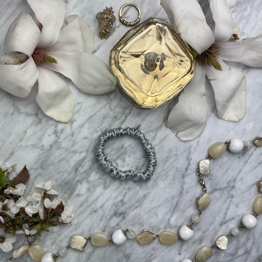 Silver Silk Scrunchie - Skinny - Joe’s Haven