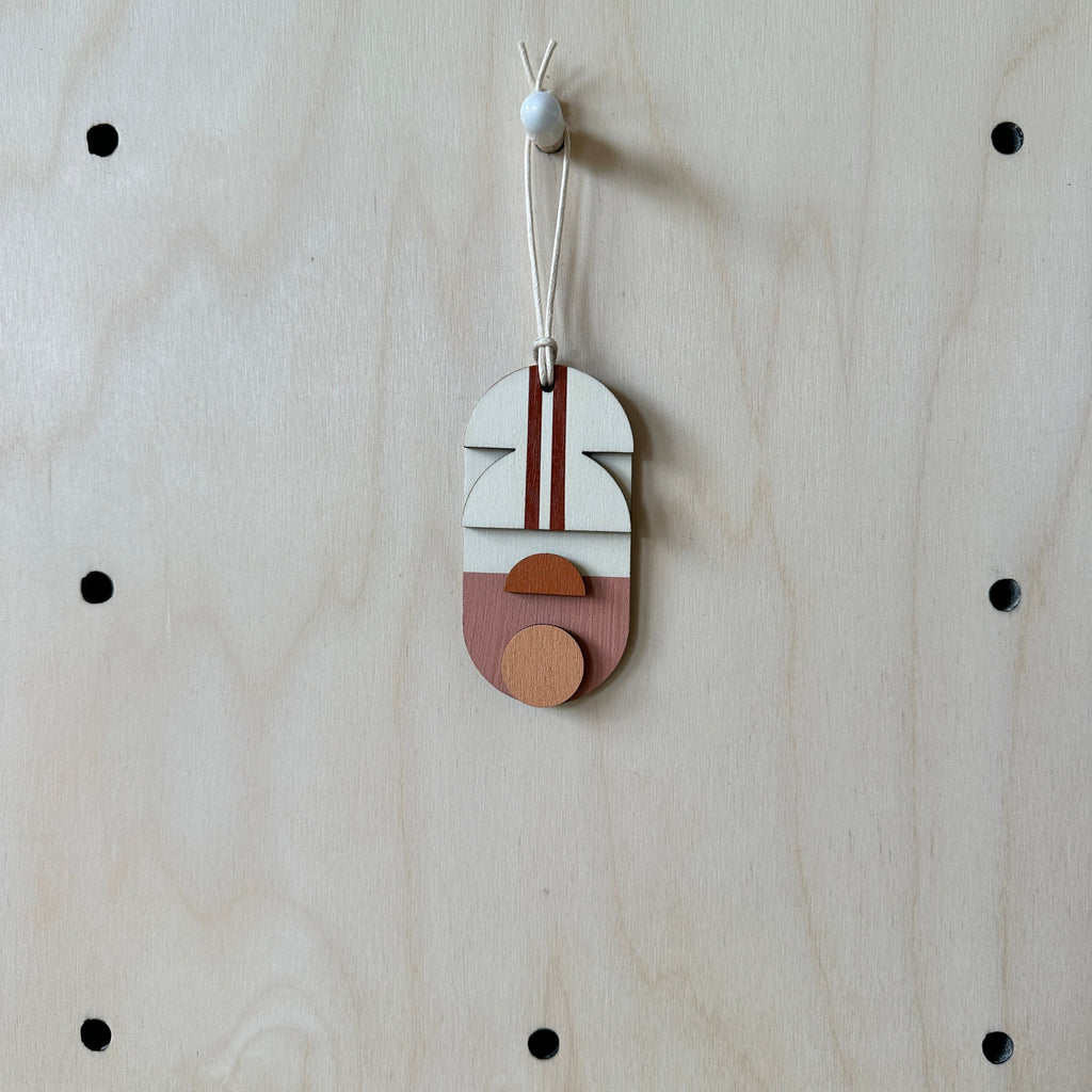 Warm Tones Small Geometric Wall Hanging - Mini Mid-Century Wall Art - Little Wooden Decoration - Contemporary Wall Decor