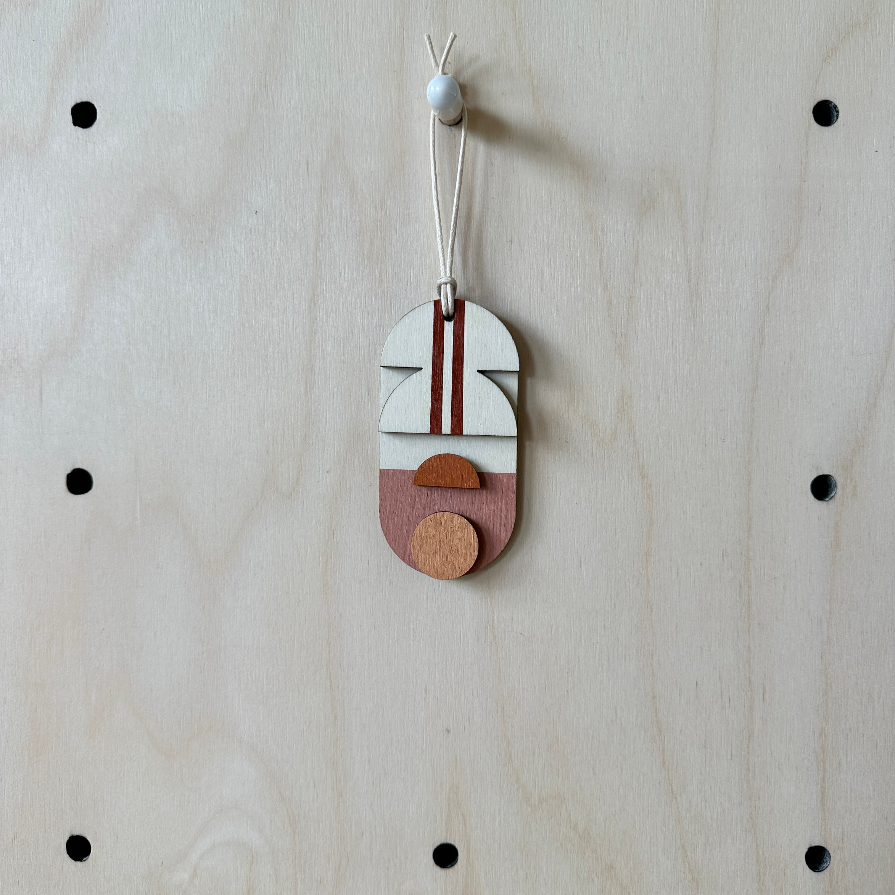 Warm Tones Small Geometric Wall Hanging - Mini Mid-Century Wall Art - Little Wooden Decoration - Contemporary Wall Decor