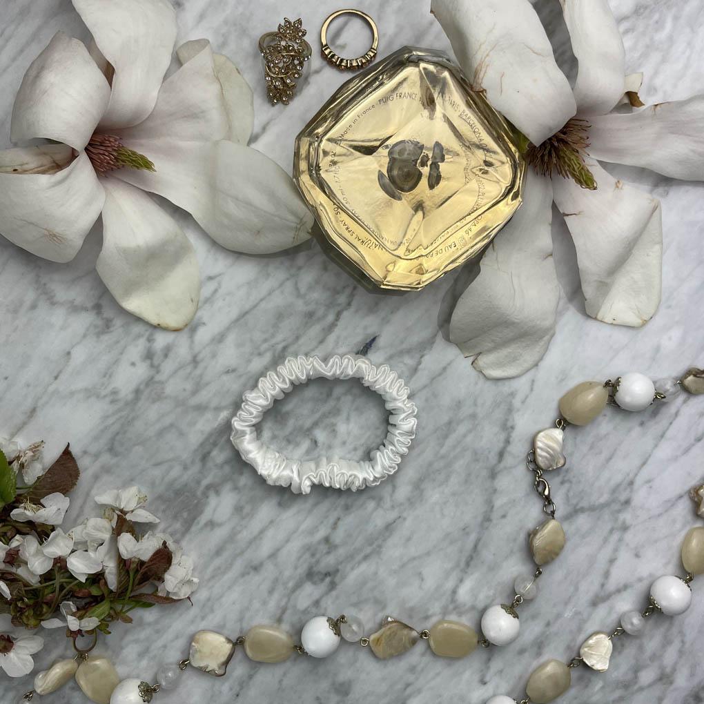 White Silk Scrunchie - Skinny - Joe’s Haven