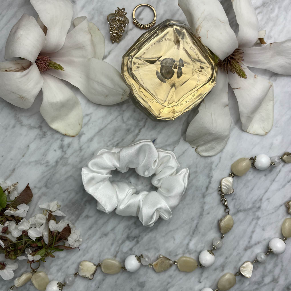 White Silk Scrunchie - Regular - Joe’s Haven