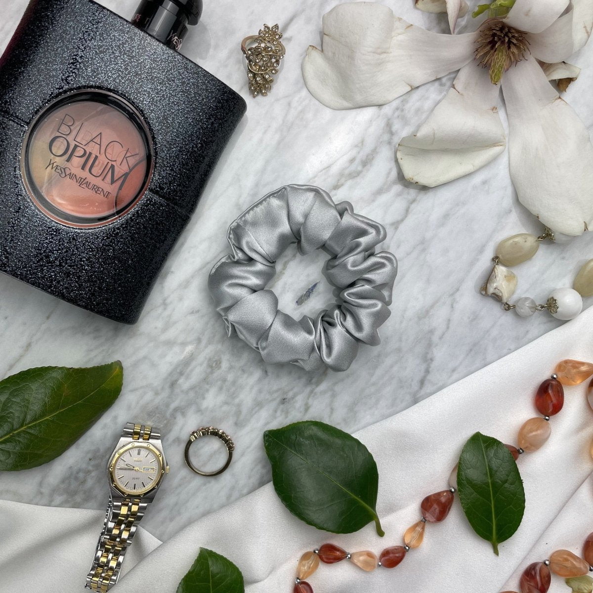 Silver Silk Scrunchie - Regular - Joe’s Haven