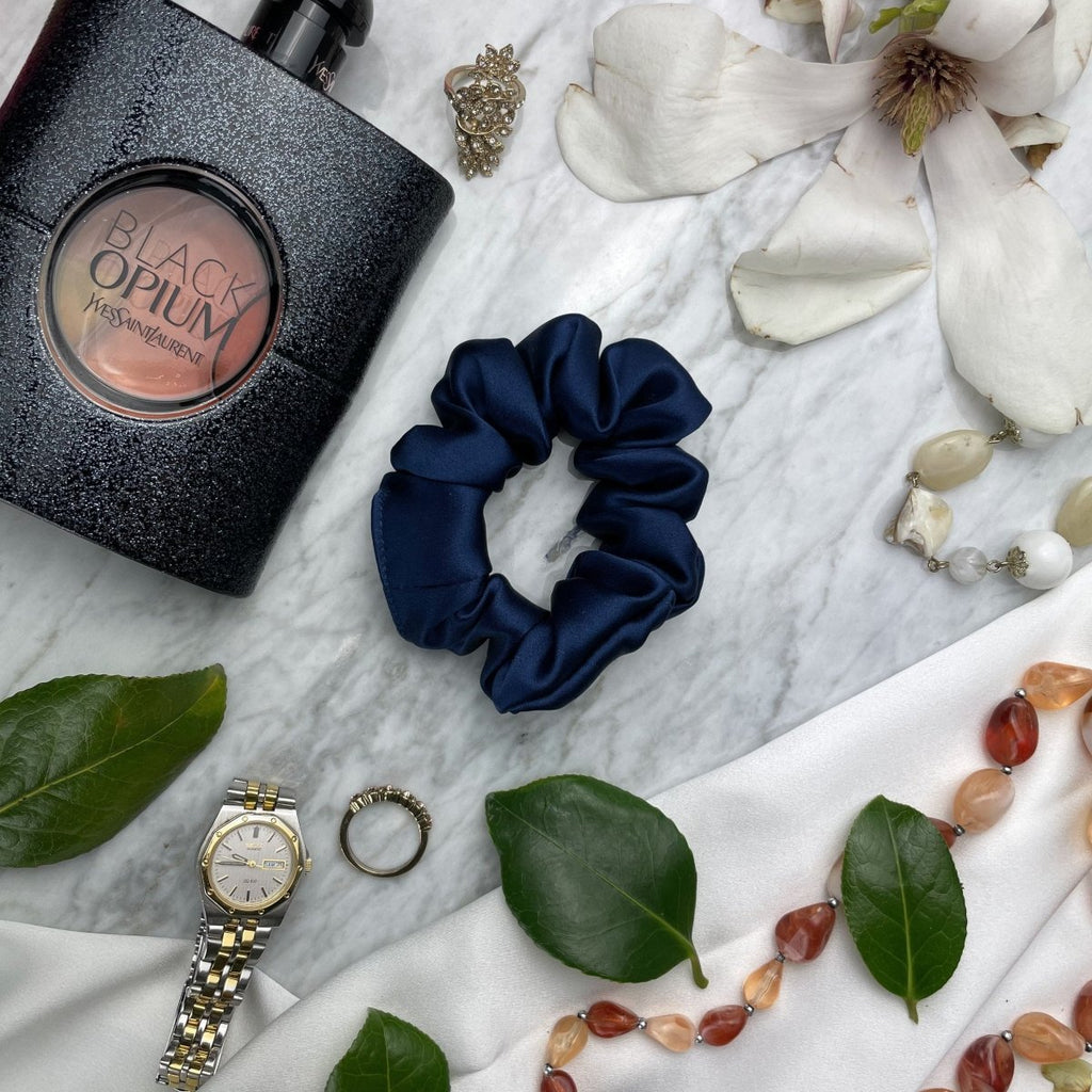 Navy Blue Silk Scrunchie - Regular - Joe’s Haven