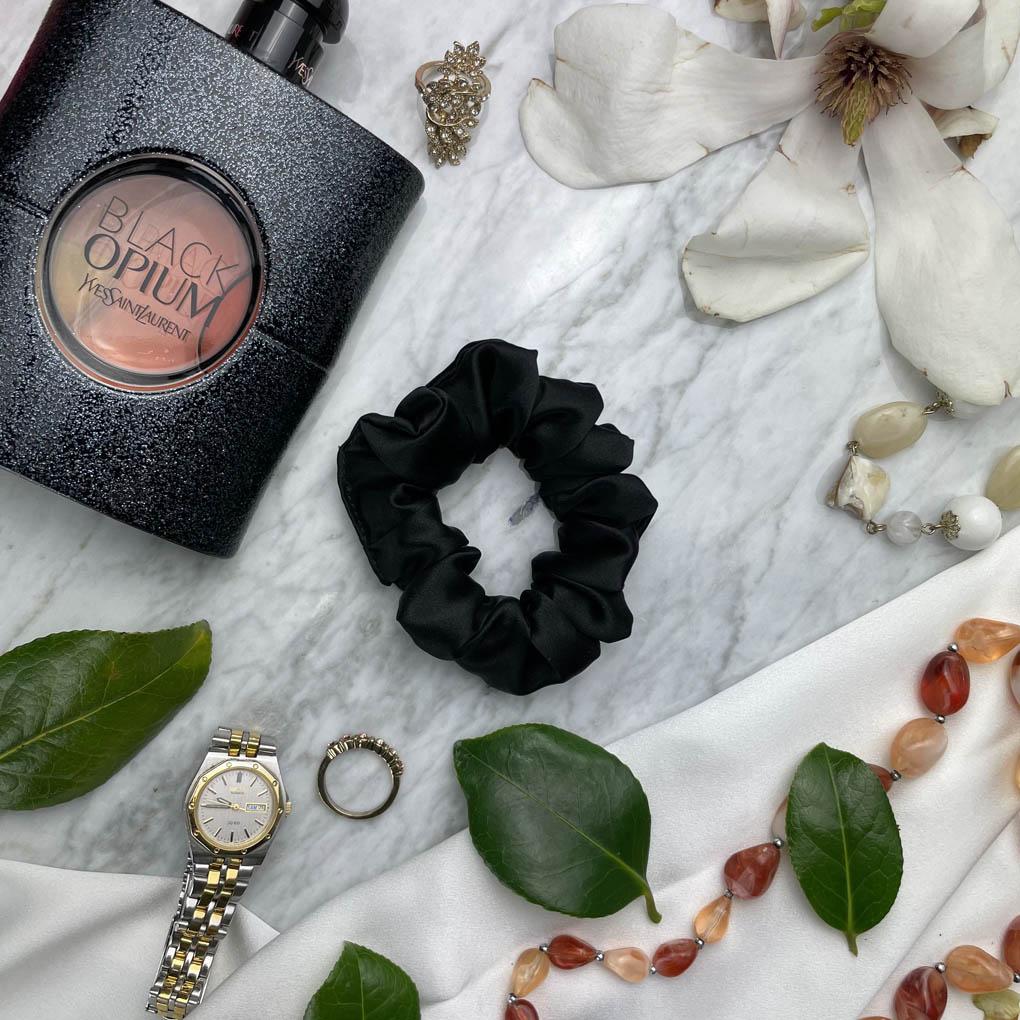 Black Silk Scrunchie - Regular - Joe’s Haven
