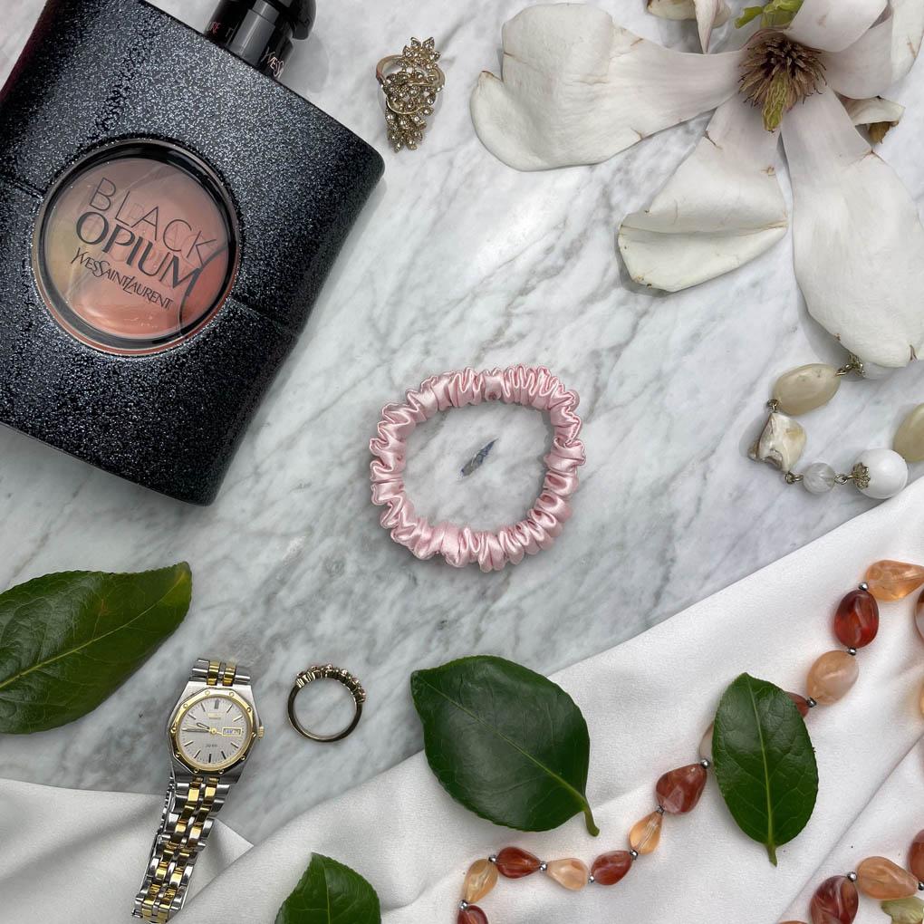 Pink Silk Scrunchie - Skinny - Joe’s Haven