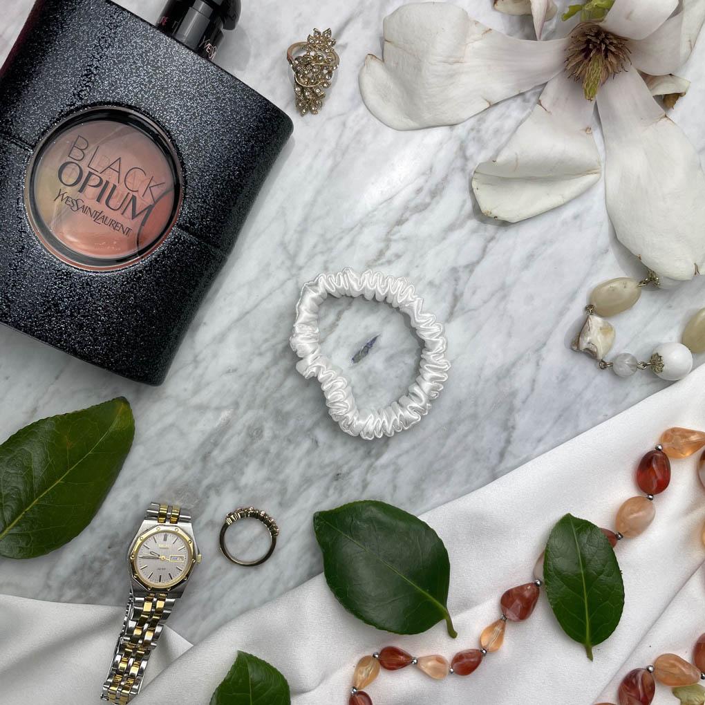 White Silk Scrunchie - Skinny - Joe’s Haven