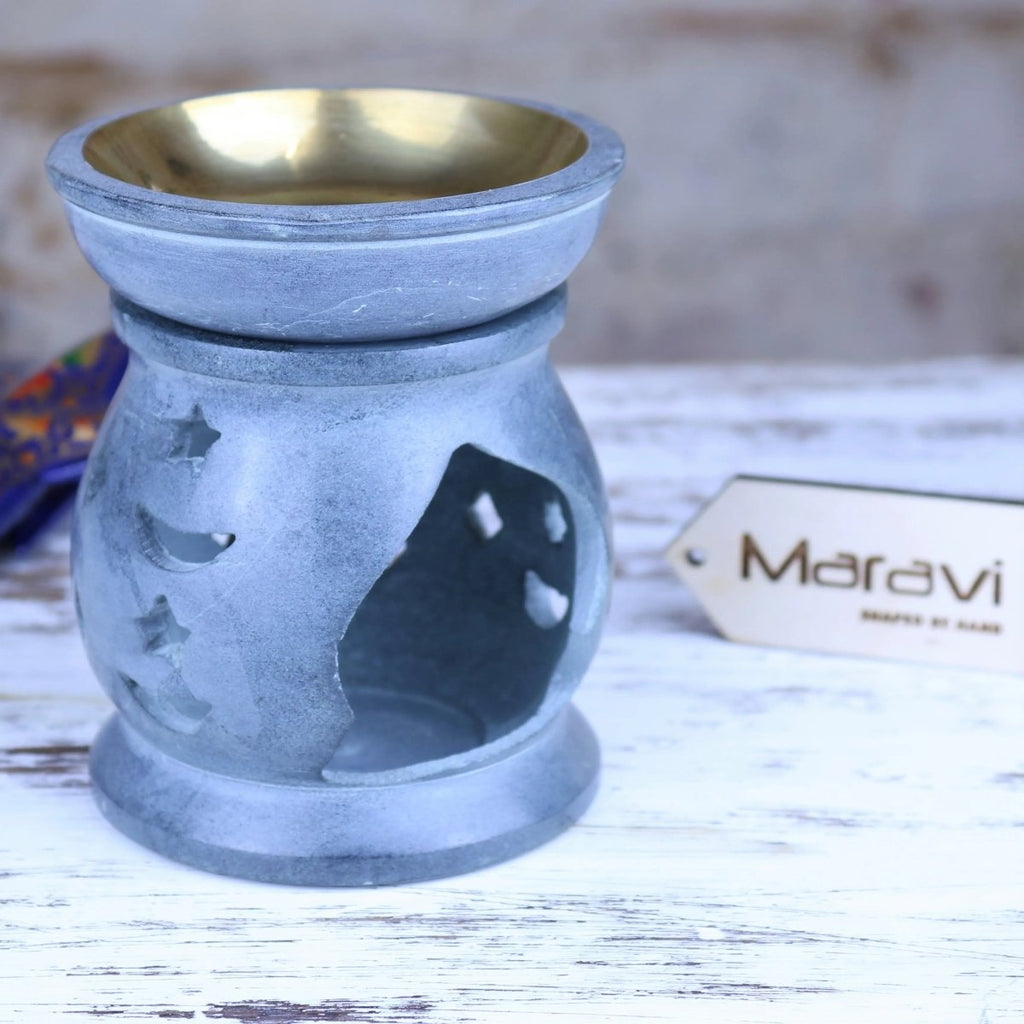 Nokari Grey Carved Soapstone Oil Burner - 6 Designs - Joe’s Haven