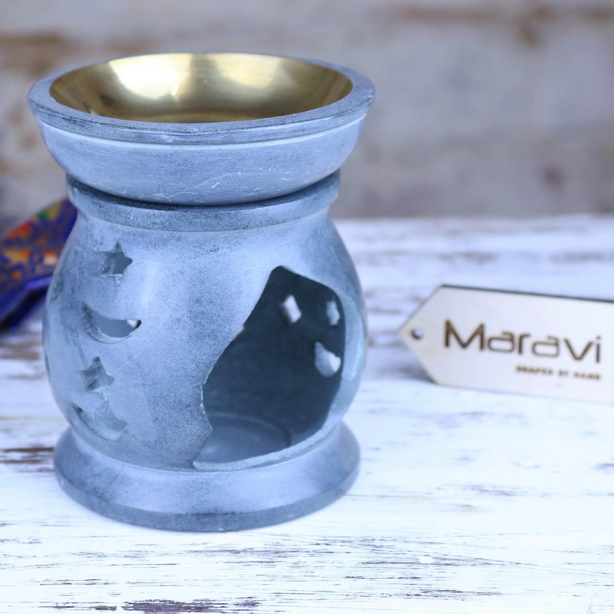 Nokari Grey Carved Soapstone Oil Burner - 6 Designs - Joe’s Haven