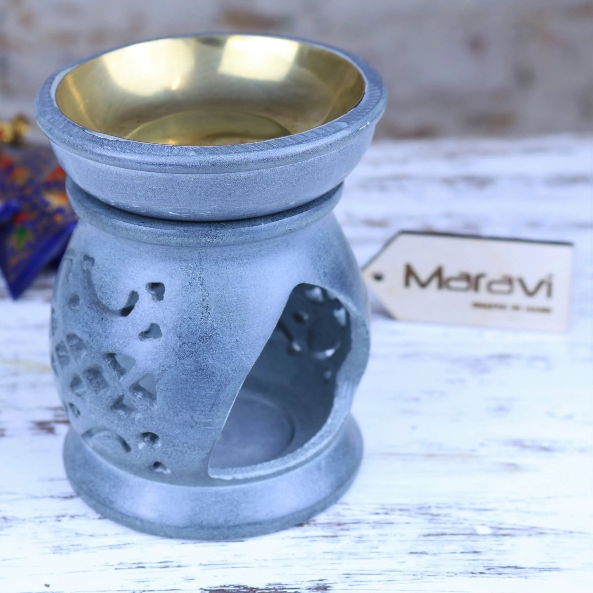Nokari Grey Carved Soapstone Oil Burner - 6 Designs - Joe’s Haven