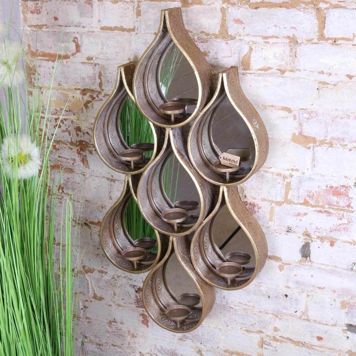 Belluri Raindrop Mirror with Candle Holders - Joe’s Haven