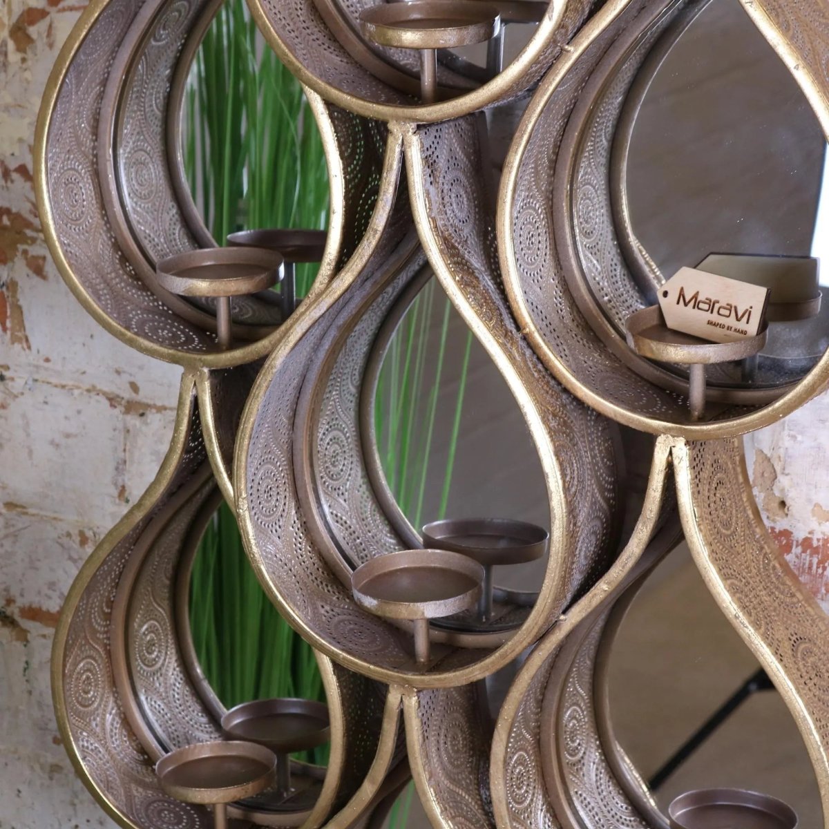 Belluri Raindrop Mirror with Candle Holders - Joe’s Haven