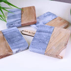 Salya Grey Marble and Wood Luxury Coasters - Joe’s Haven