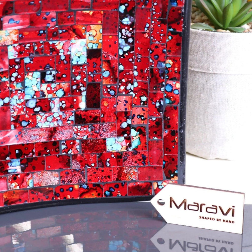 Galib Red Mosaic Candle Plate 20cm Tonal - Joe’s Haven