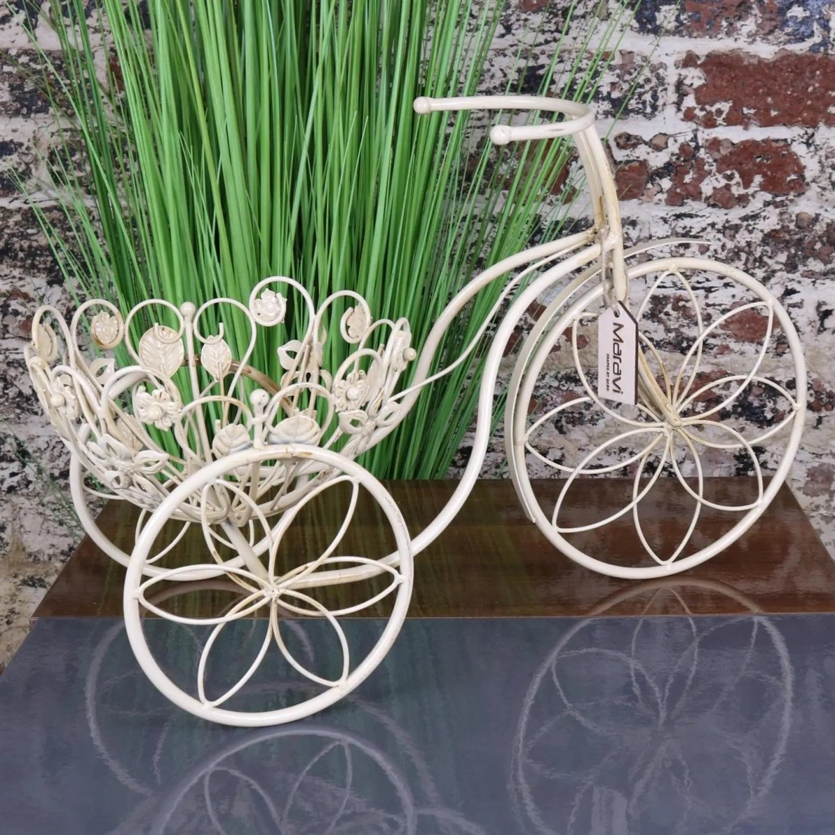 Bike Planter Metal Vintage White - Joe’s Haven