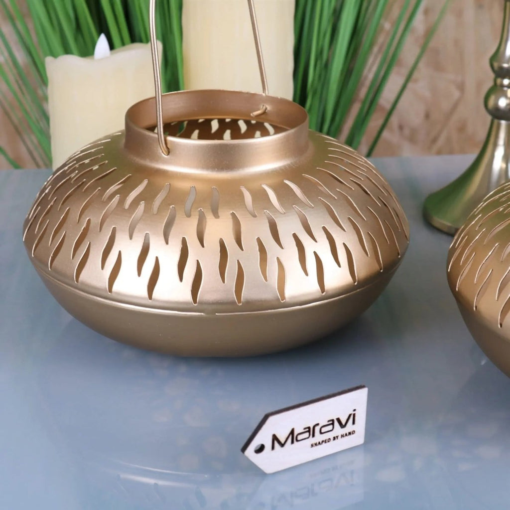 Mohra Set of 2 Moroccan Gold Candle Lantern - Joe’s Haven