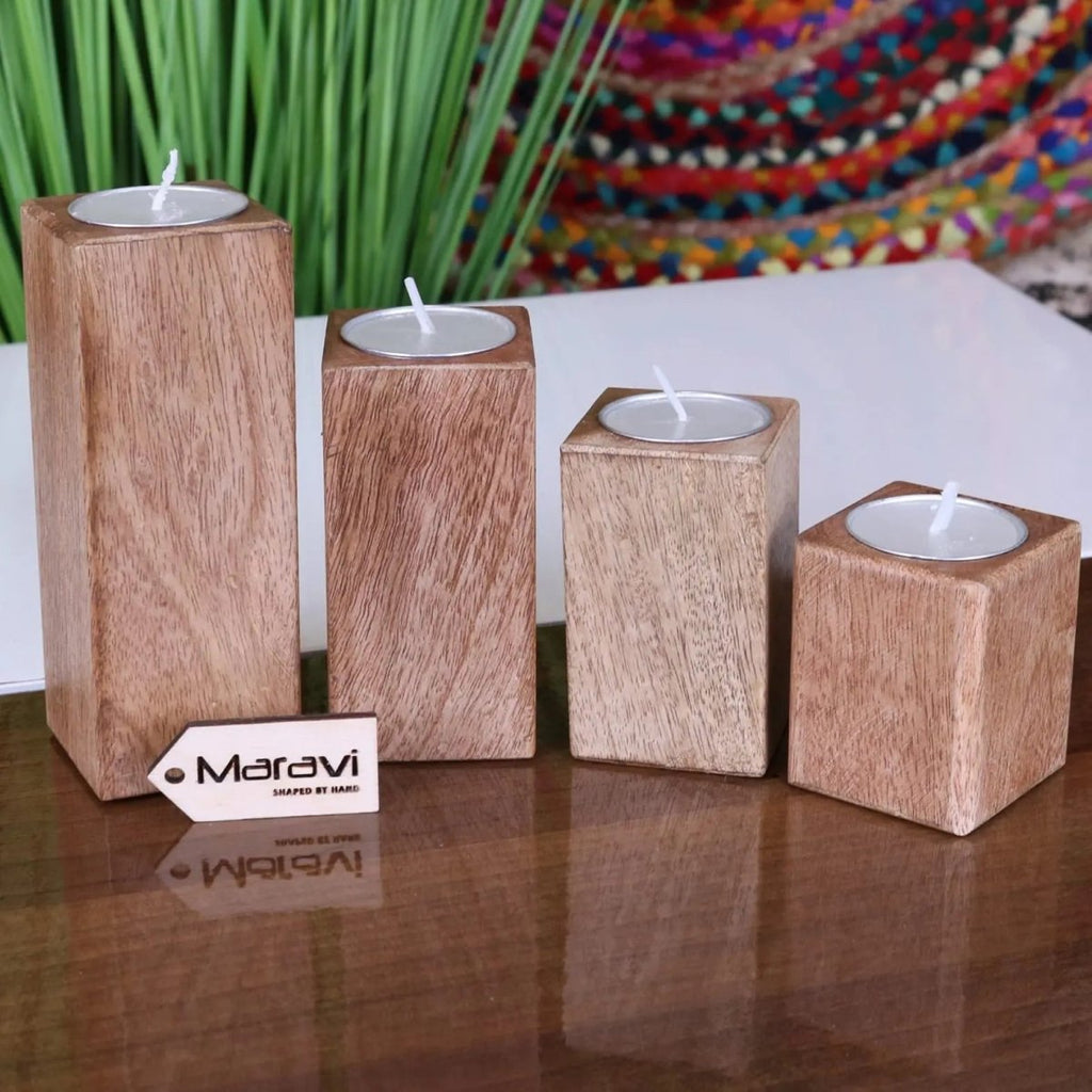 Bure Wooden Tea Light Holders Set of 4 - Joe’s Haven