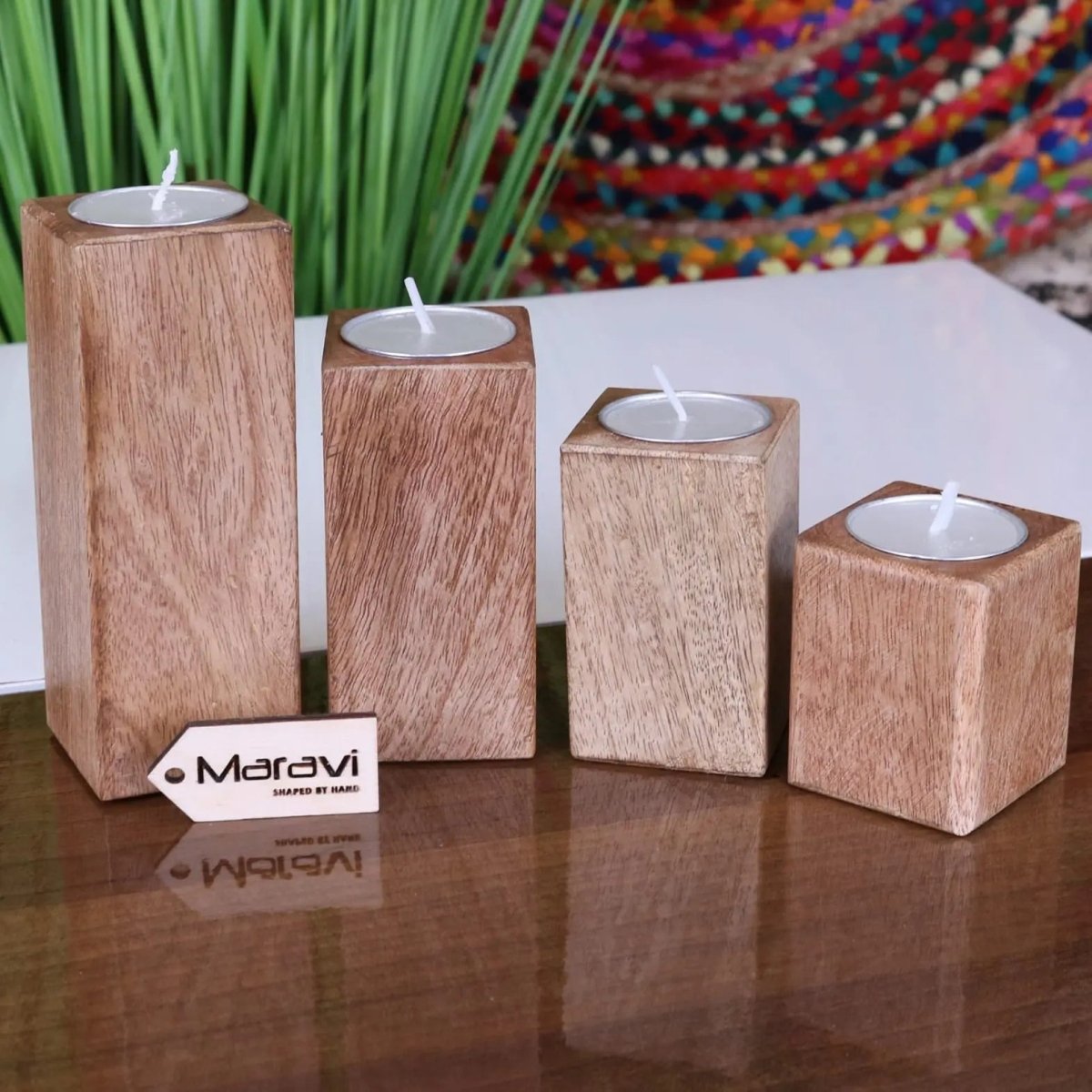 Bure Wooden Tea Light Holders Set of 4 - Joe’s Haven