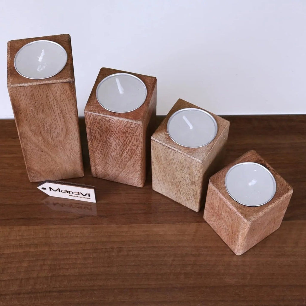 Bure Wooden Tea Light Holders Set of 4 - Joe’s Haven