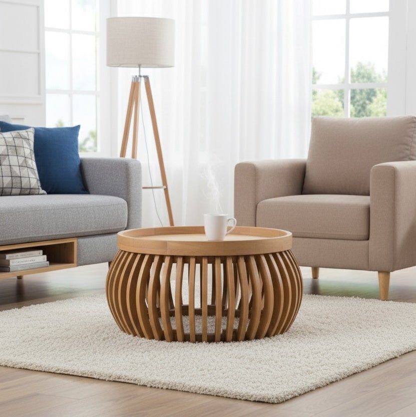 Jodhpur Solid Wood Small Round Low Coffee Table - Joe’s Haven
