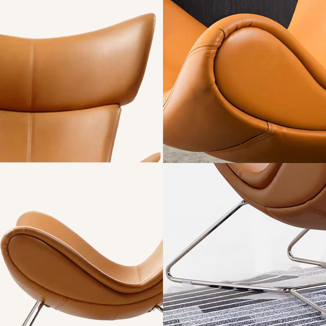 Imola Chair And Ottoman, Star Legs & Black Leather - Joe’s Haven