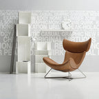 Imola Chair And Ottoman, Star Legs & Black Leather - Joe’s Haven