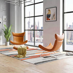 Imola Chair And Ottoman, Star Legs & Black Leather - Joe’s Haven