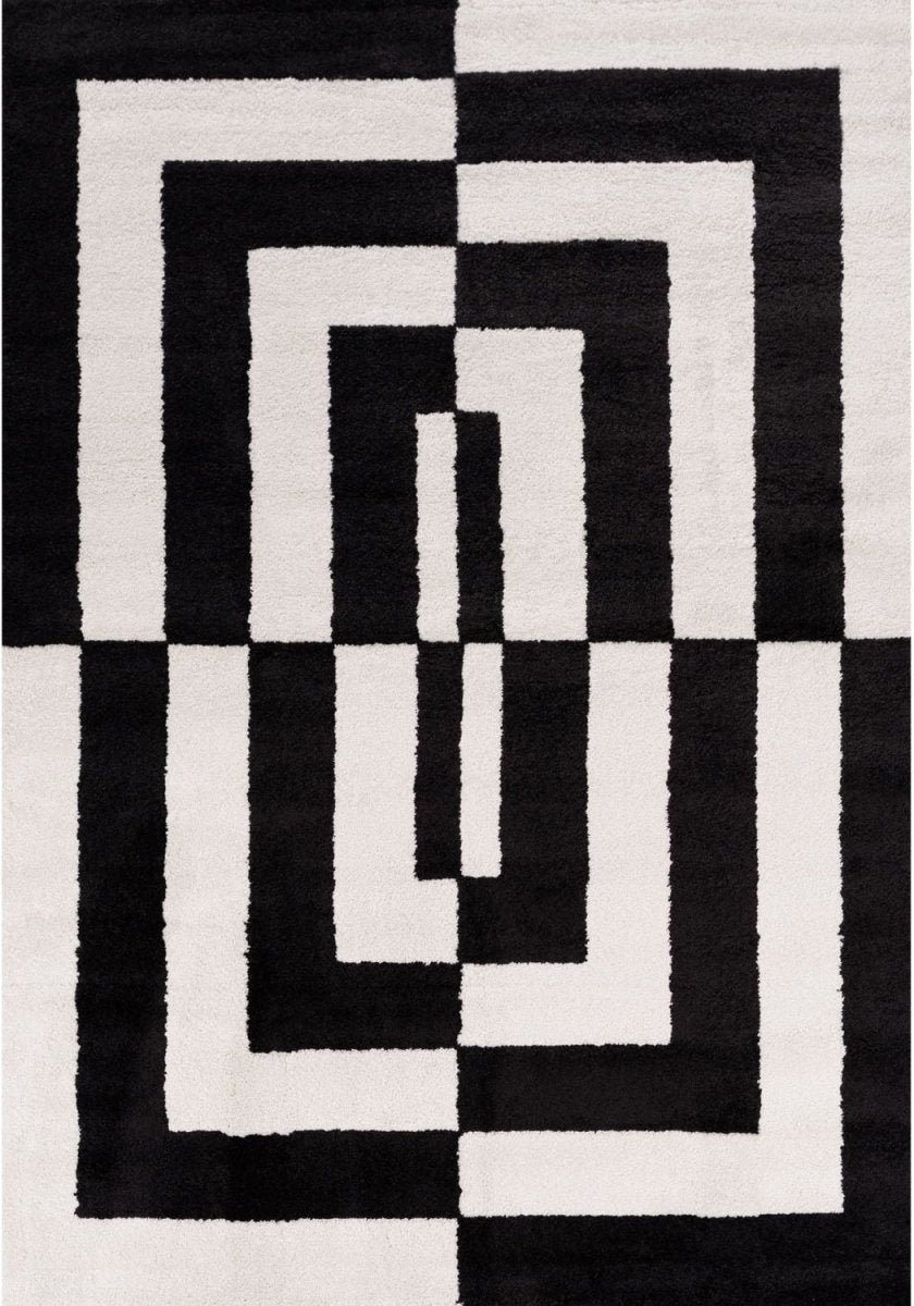 Joli Geometric Black & White Rug - Joe’s Haven