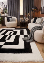 Joli Geometric Black & White Rug - Joe’s Haven