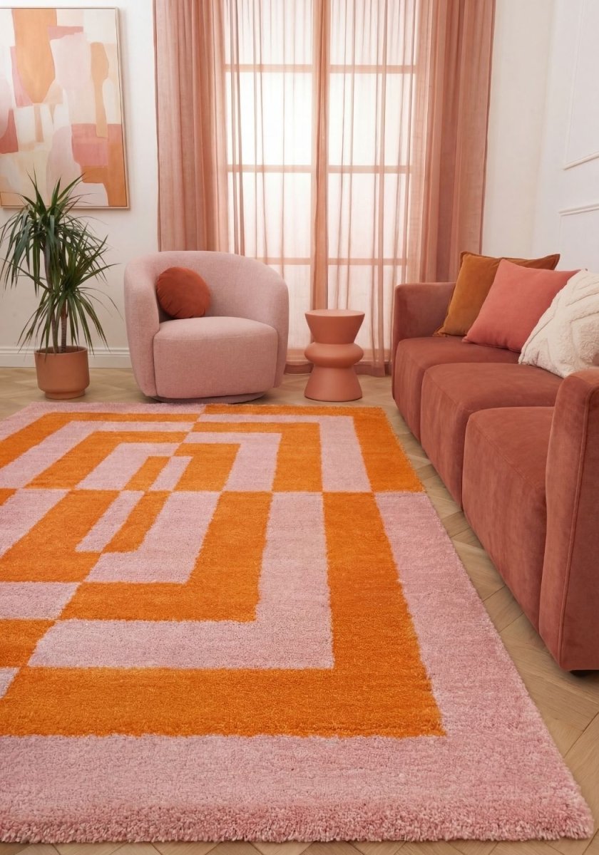 Joli Geometric Orange & Pink Rug - Joe’s Haven