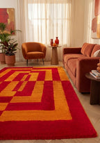Joli Geometric Red & Orange Rug - Joe’s Haven
