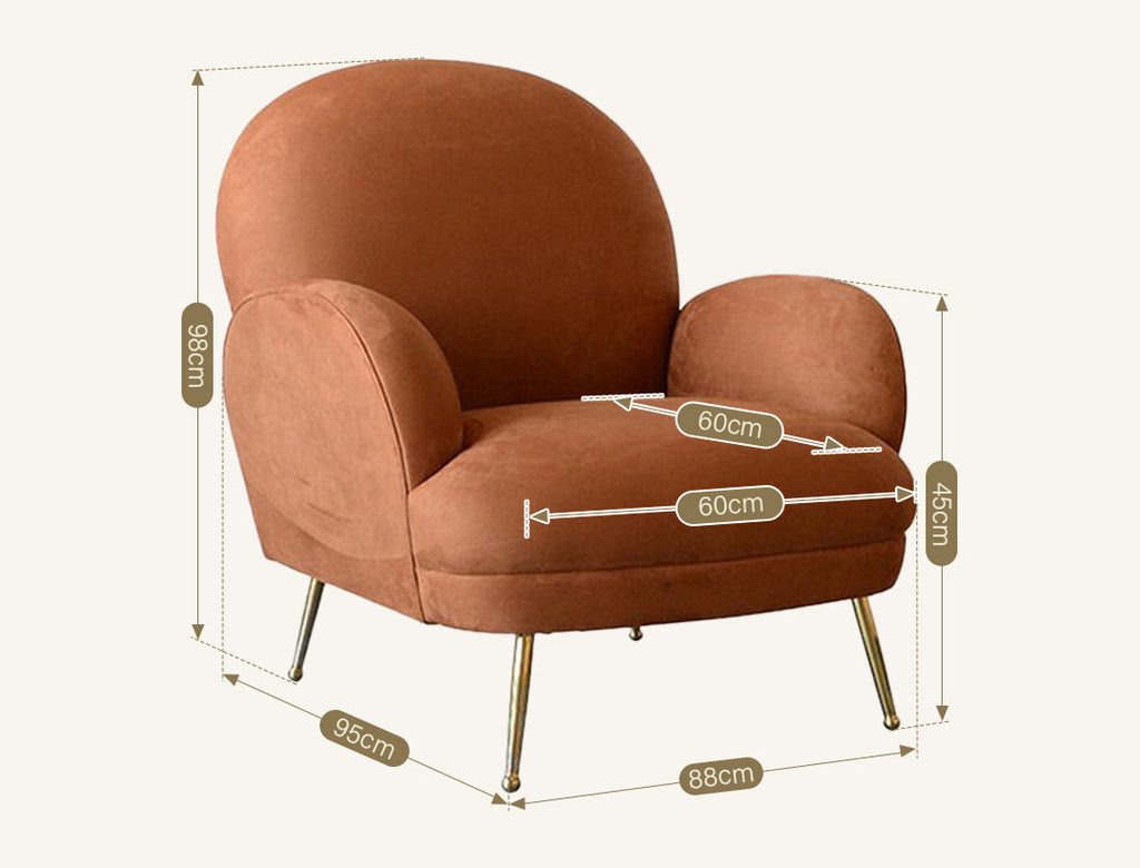 Juno Armchair, Brown Velvet