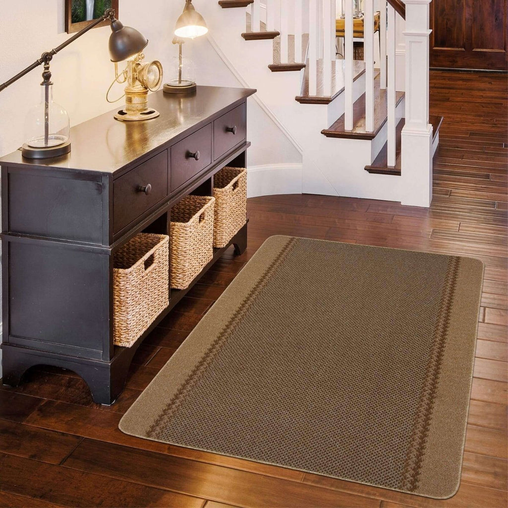 Washable Bordered Beige Rug | 116B - Joe’s Haven