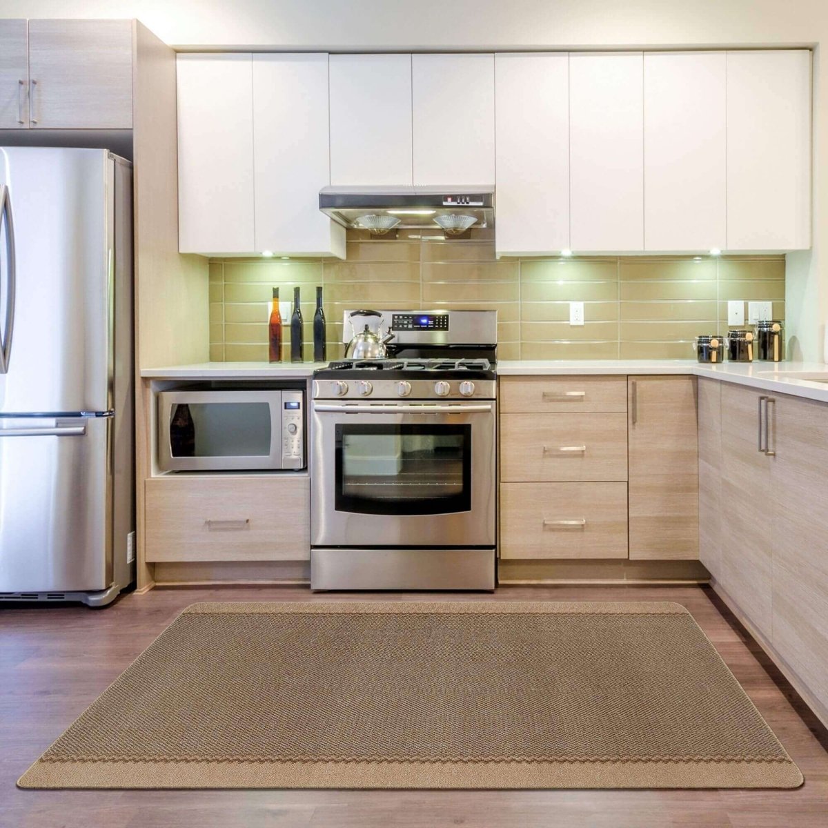 Washable Bordered Beige Rug | 116B - Joe’s Haven