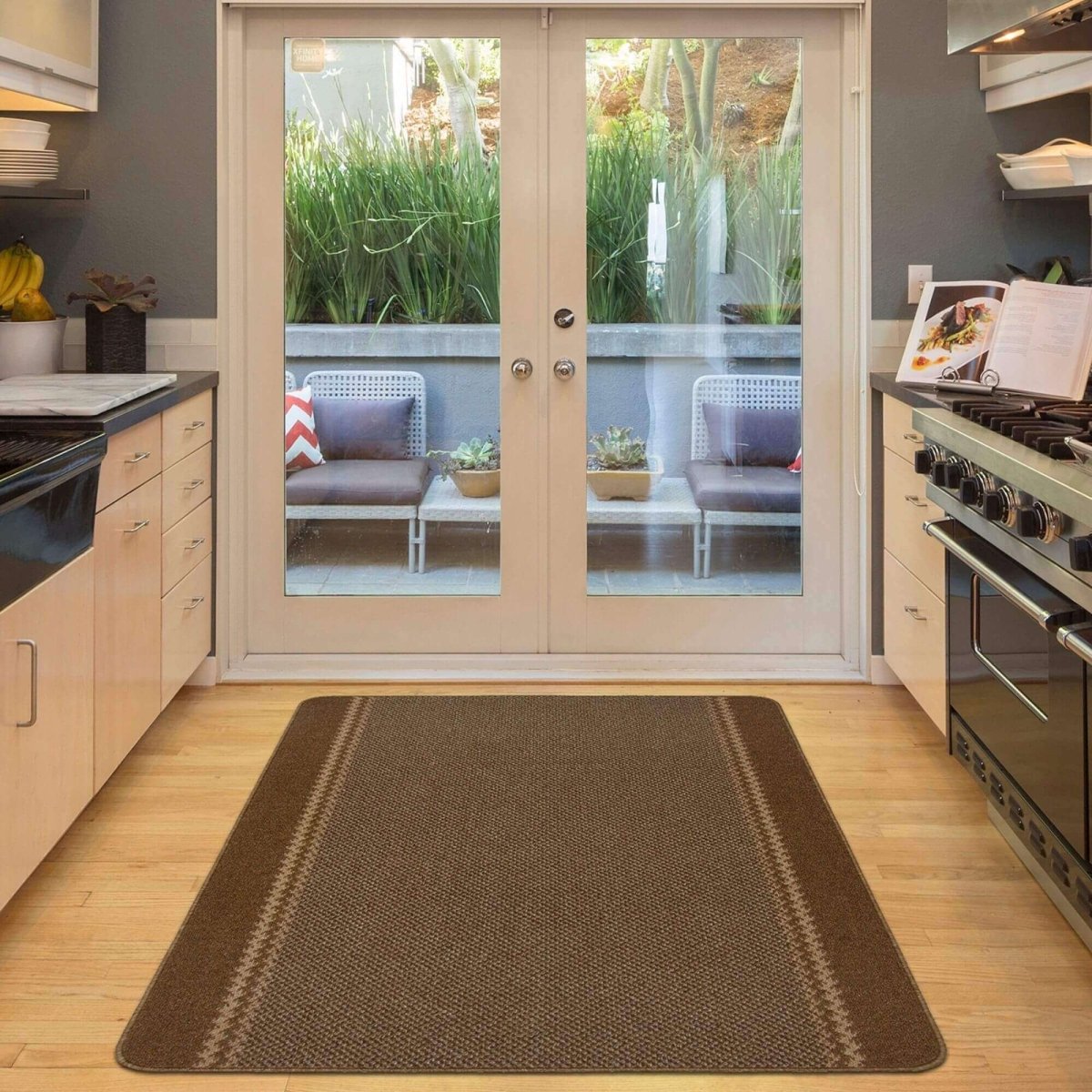 Washable Bordered Brown Rug | 116Br - Joe’s Haven