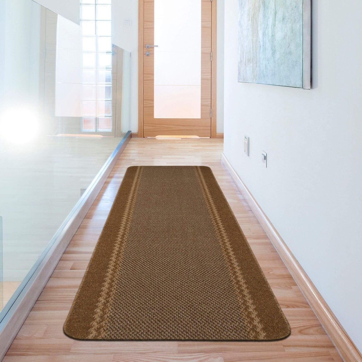 Washable Bordered Brown Rug | 116Br - Joe’s Haven