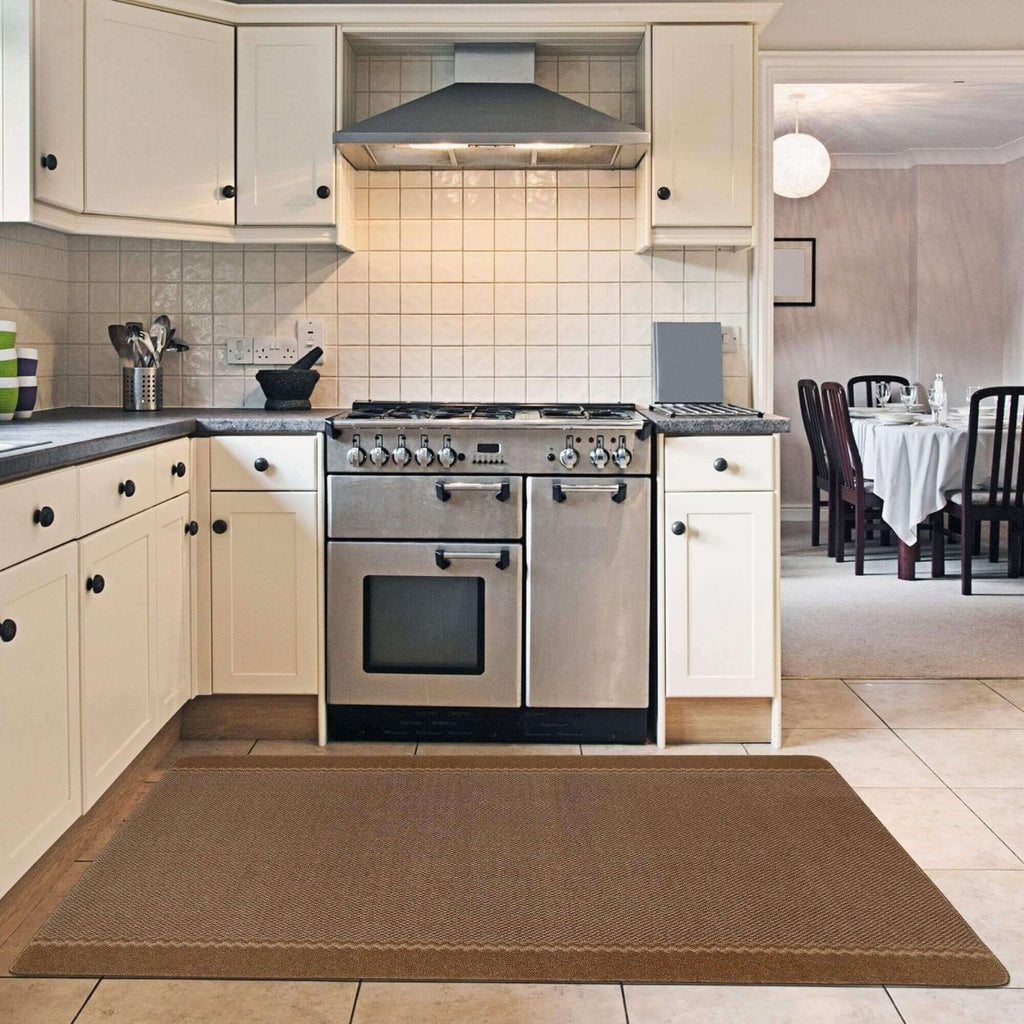Washable Bordered Brown Rug | 116Br - Joe’s Haven