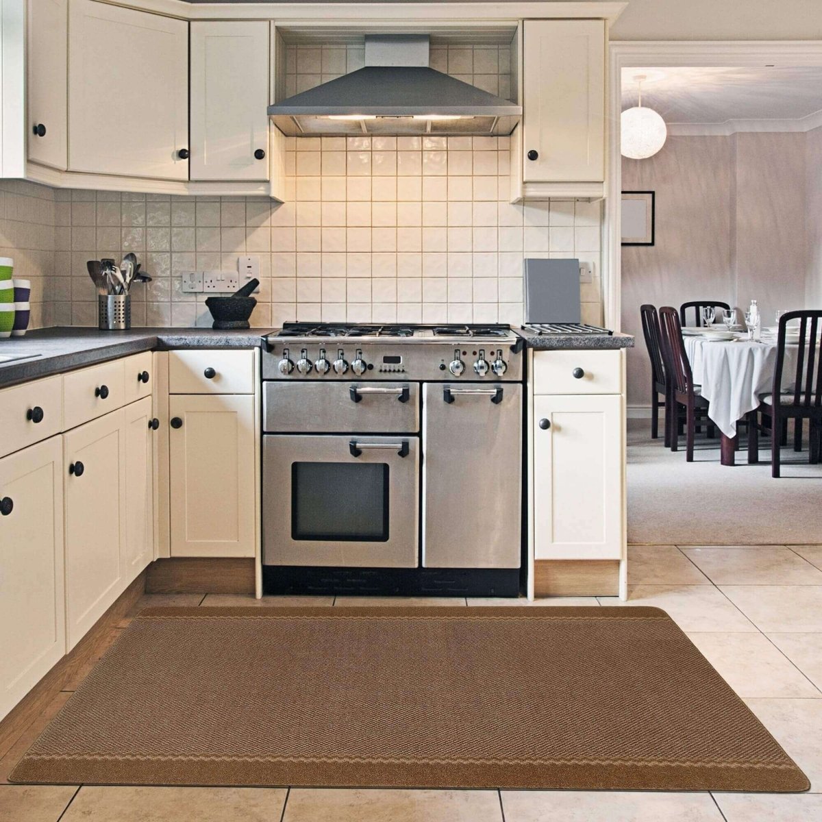 Washable Bordered Brown Rug | 116Br - Joe’s Haven