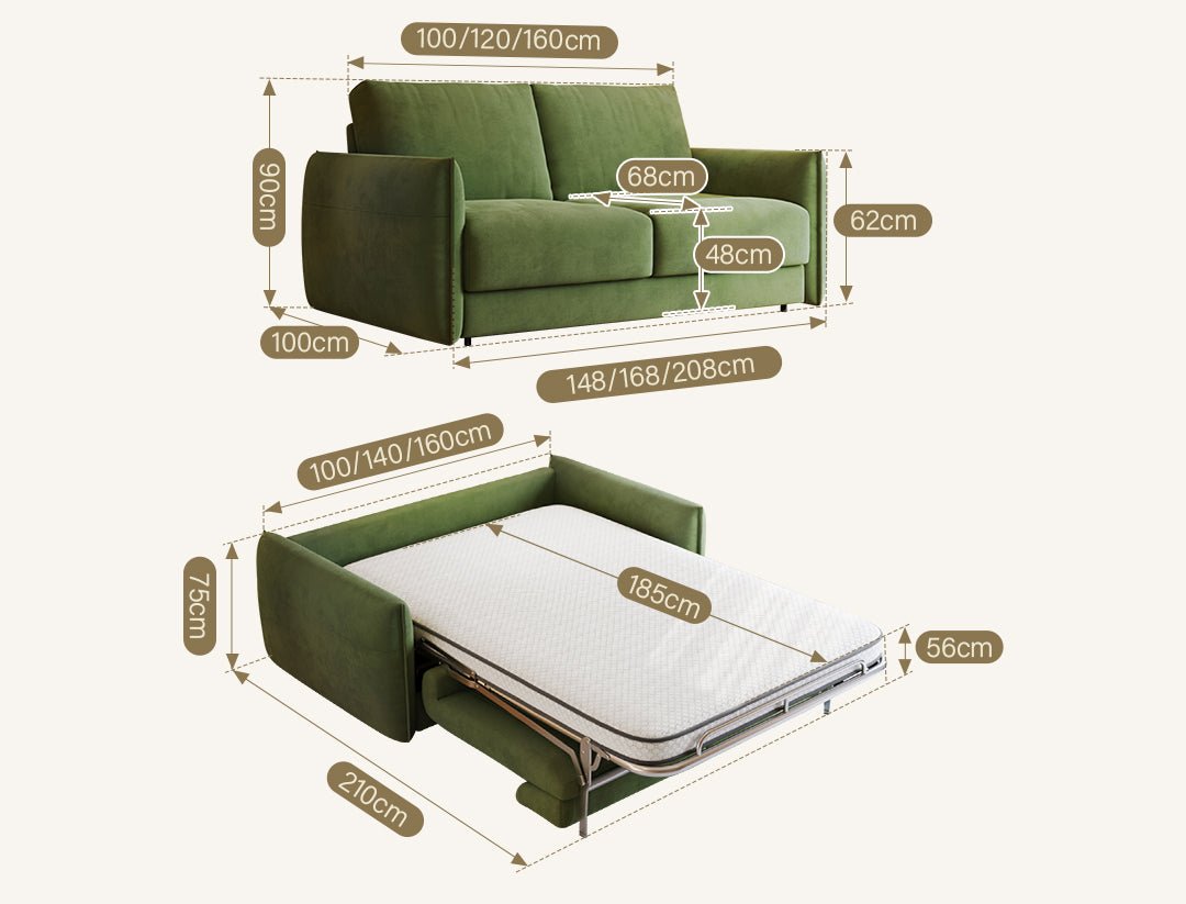Kaur Two Seater Sofa Bed, Pull Out Sleeper Sofa Bed, More Colours - Joe’s Haven