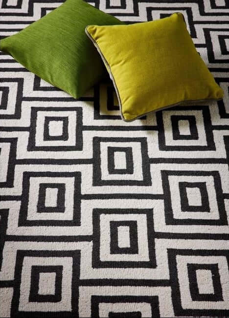 Wool Labyrinth Rug White and Black - Joe’s Haven