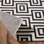Wool Labyrinth Rug White and Black - Joe’s Haven